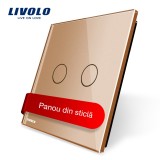 Cumpara ieftin Panou din sticla auriu pentru intrerupator dublu touch Livolo