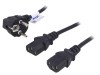 Cablu Alimentare 3x0,5mm2 cu Ștecăr &icirc;n Unghi și 2 Conectori IEC C13