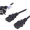 Cablu Alimentare 3x0,5mm2 cu Ștecăr &icirc;n Unghi și 2 Conectori IEC C13