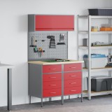 vidaXL Set de dulapuri de lucru cu sertar cu raft Manual 5 pcs Roșu 3321423