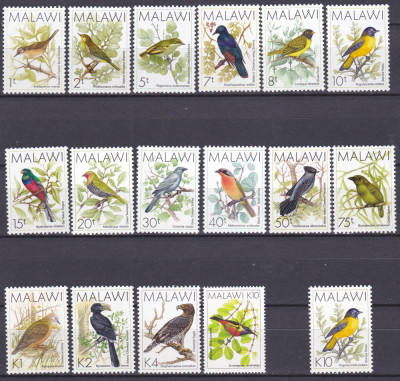 DB1 Fauna Pasari Malawi 1988 16 v. + 1994 1 v. MNH foto