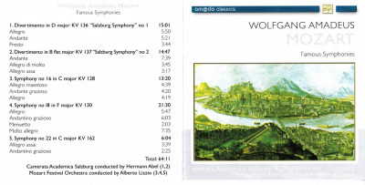 Wolfgang Amadeus Mozart Famous Symphonies foto