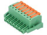 Conector regletă de conexiuni deconectabilă mamă, 10A, 7 pini, portocalie