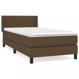 Cumpara ieftin Pat box spring cu saltea, maro inchis, 90x200 cm, textil