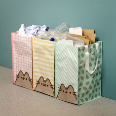 Set 3 pungi din plastic reciclat RPET pentru reciclat - Pusheen the Cat | Puckator