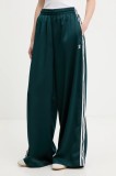 adidas Originals pantaloni de trening Satin Tp Wl culoarea verde, cu imprimeu, JV7511