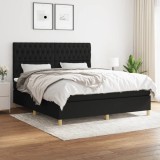 VidaXL Pat box spring cu saltea, negru, 180x200 cm, catifea