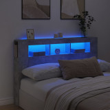Tablie de pat cu LED, gri beton, 160x18,5x103,5 cm, lemn GartenMobel Dekor, vidaXL