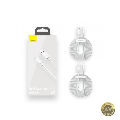 Cablu Date si Incarcare USB-A - Lightning Baseus Simple Wisdom 18W 1.5m Set 2 bucati Alb TZCALZJ-02 foto