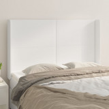 Tablie de pat cu aripioare, alb, 147x16x118/128 cm, piele eco GartenMobel Dekor, vidaXL
