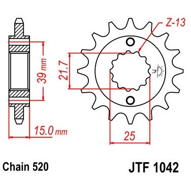 Pinion fata 15 dinti pas lant 520 - ATV Arctic Cat KXR 250 (02-13) - CPI XS 250 (07-10) - MXU 250 (05) - KXR 250 (03-05) - KXR 300 foto