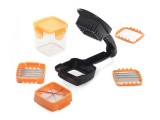 Feliator Manual 5 in 1 Legume Fructe, Cuburi, Felii, Inox, Negru, Universal, Curatare Usoara, Compatibil Masina Vase