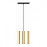 Lustră Suspendată Lagos, Strălucire Aurie, Oțel, 3 Becuri Tub, Modernă De Interior.