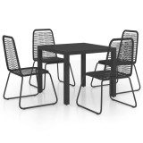 Cumpara ieftin Set mobilier de gradina, 5 piese, negru, ratan PVC