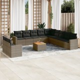 Gossi set canapea de gradina cu perne, 12 piese, gri, poliratan