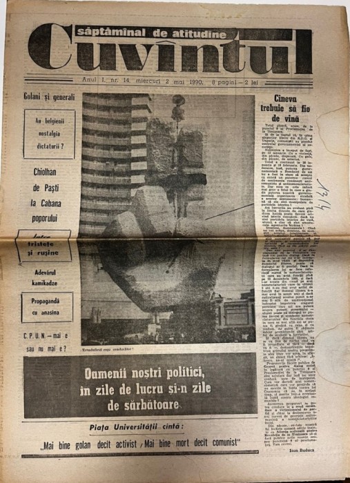 Cuvantul, nr. 14, 2 mai 1990