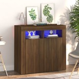 vidaXL Servantă cu lumini LED, stejar maro, 80x35x75 cm