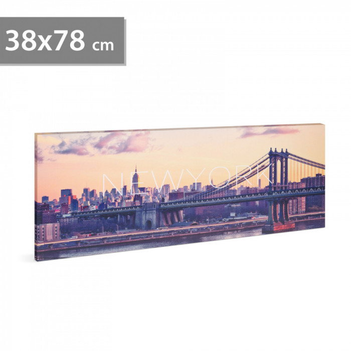 Tablou decorativ cu LED - &bdquo;New York&rdquo; - 2 x AA, 38 x 78 cm Best CarHome