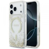 Husa MagSafe pentru Apple iPhone 18 Pro Max / 17 Pro Max, Guess, Resin Bottom Glitter, Aurie