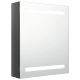 Cumpara ieftin Dulap de baie cu oglinda si LED, gri stralucitor, 50x14x60 cm