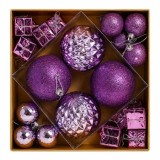 SET ORNAMENTE PLASTIC DE CRACIUN / VIOLET - 3