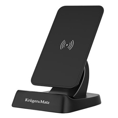 Suport Kruger Matz pentru telefon, functie de incarcare prin inductie, 10 W, Negru foto