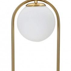Lampa de masa Glamy Arc -B, Mauro Ferretti, Ø21 x 50 cm, 1 x E14, 40W, fier/sticla, auriu/alb