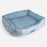 Pat cuib pentru pisici bleu-gri cu piele ecologică și bază antiderapantă, CMCLASS