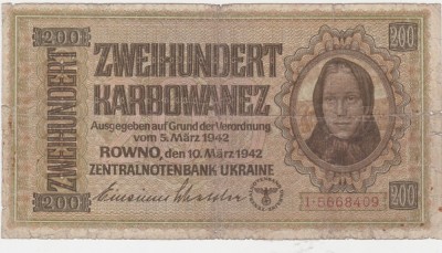 UCRAINA 200 KARBOWANEZ 1942 UZATA foto