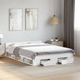 VidaXL Cadru de pat cu sertare, alb, 160x200 cm, lemn prelucrat