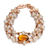 Cumpara ieftin Brățară Perle Cultură &amp; Cuarț Fumuriu Argint placat Aur Roz, reglabilă 18-24cm, SpecialPlus - Bijuterie Handmade Italia