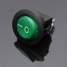 Comutator / Intrerupator plastic auto - ON si OFF, culoare verde foto