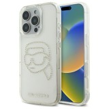Husa iPhone 16 Pro Max Karl Lagerfeld IML Rhinestones, transparent, Karl Head, KLHCP16XHKHDCELT