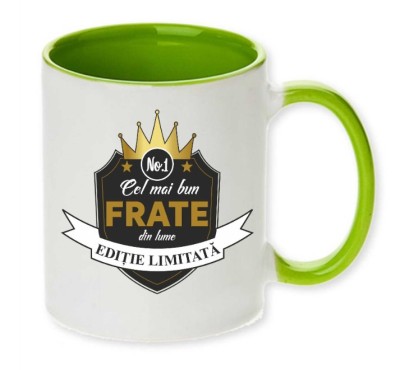 Cana maner verde personalizata &amp;quot;Cel mai bun FRATE&amp;quot;, INOVATIX&amp;reg;. 330ml foto