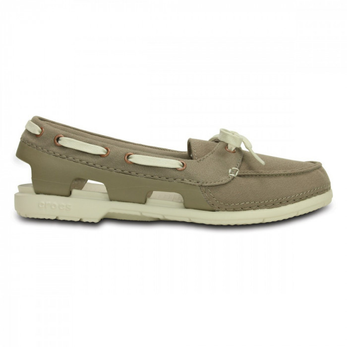 Pantofi Crocs Women&#039;s Beach Line Hybrid Boat Shoe Maro - Khaki/Stucco