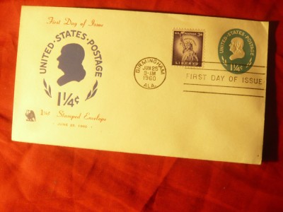 Plic FDC 1960 SUA Posta Americana -1 1/4C foto