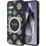 Guess Husa 4G Gold Electroplated Peony Pattern Samsung Galaxy S25 Negru