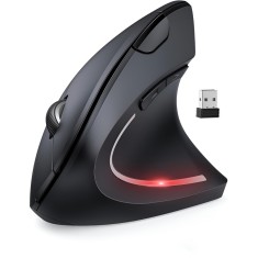 Mouse Wireless Vertical, Ergonomic, Receptor USB Nano, 2.4 GHZ, 6 Butoane, Reglabil 800/1000/1200DPI, Senzor Optic, Iluminat, pentru Laptop si PC, 12