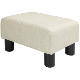 HOMCOM Puf suport pentru picioare taburet jos din țesătură de in capacitate de &icirc;ncărcare 110 kg 40 x 30 x 24 cm bej | Aosom Romania