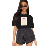 Tricou dama negru - Cocktail Kiss - M