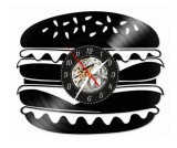 Ceas de Perete din Vinil Reciclat &bdquo;Gourmet Burger&rdquo; &ndash; Design Retro-Modern, Mecanism Skeleton
