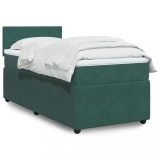 Cumpara ieftin Gossi pat continental cu saltea, verde inchis, 80x200 cm, catifea