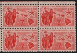 SUA 1959 - Hawaii, Posta Aeriana, bloc de 4 neuzat