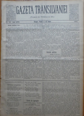 Gazeta Transilvaniei , Numer de Dumineca , Brasov , nr. 128 , 1904 foto