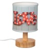 Lampa cu Baza din Lemn Abajur Gri Love, Oem