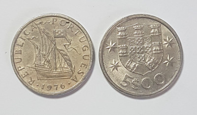 Portugalia 5 escudos 1976 foto