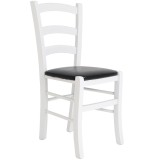 Scaun Paesana - cadru alb - imitatie piele negru - 21901