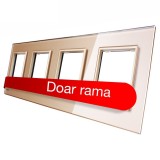 Rama Livolo 4 posturi auriu VL-P7E/E/E/E-8A pentru priza/intrerupator, plastic, IP20