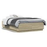Cumpara ieftin Cadru de pat, stejar sonoma, 135x190 cm, lemn prelucrat