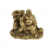 Statueta feng shui dragon si buddha din rasina 8cm